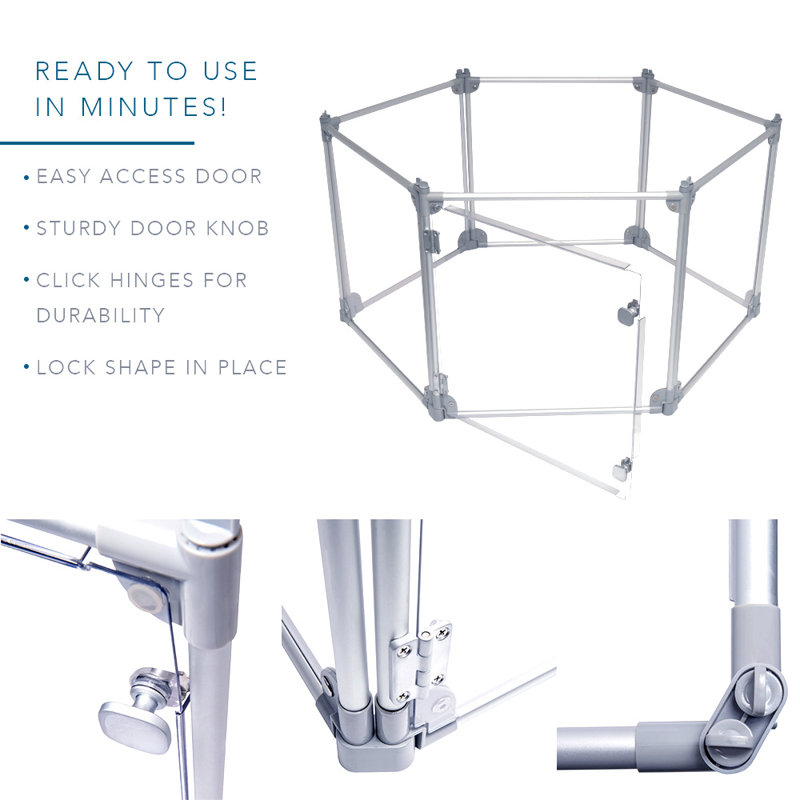Front Row Clear Dog Pen, Transparent Pet Pen, Adjustable 6Panel